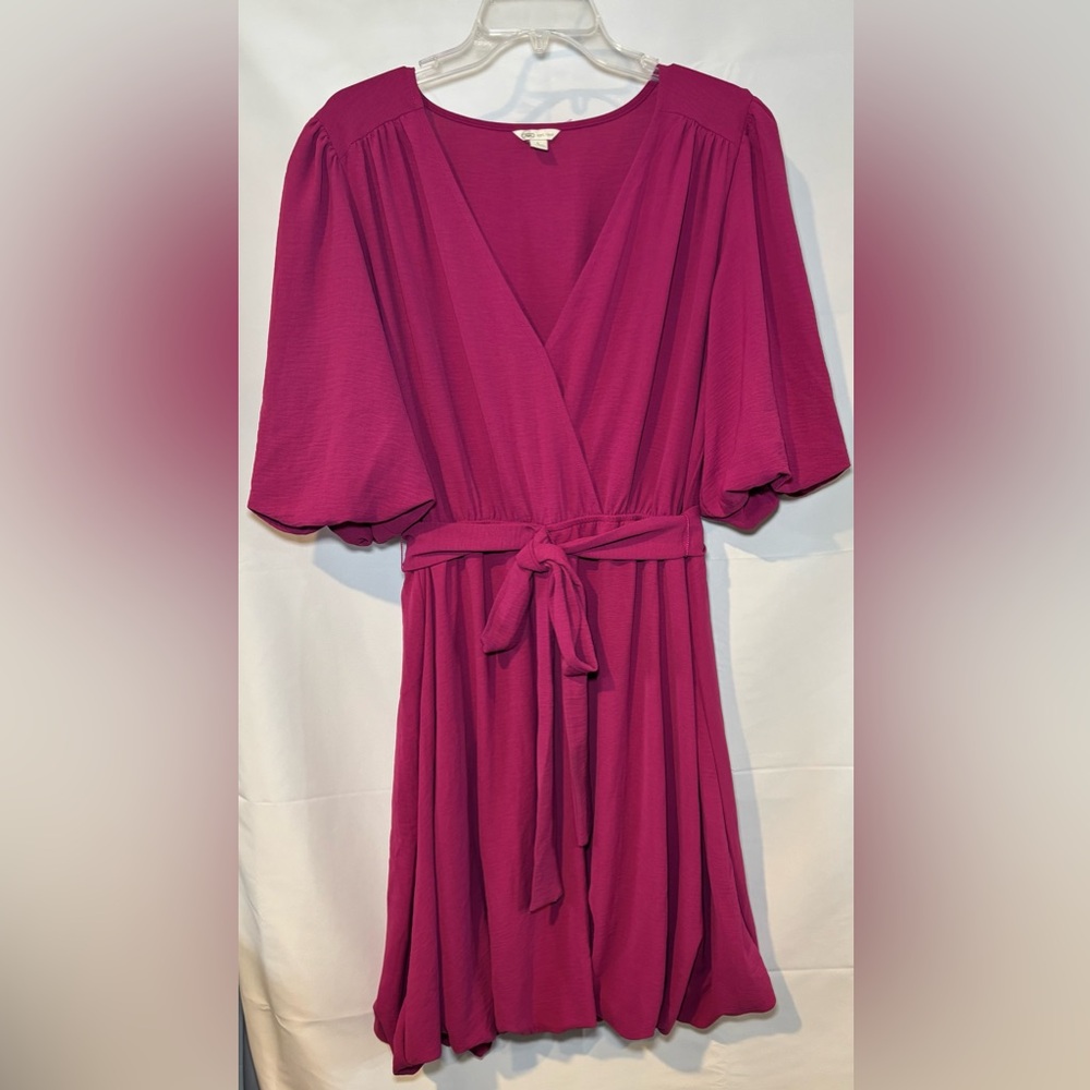 CATO Puff Sleeve Bubble Bottom Tie Waist Dress Size Large